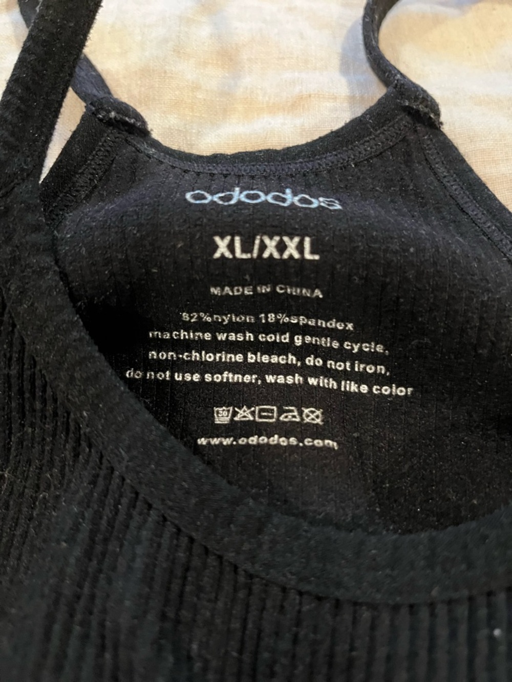 Long Ribbed Cropped Tank Top - Black & Gray - Picture 4 of 4